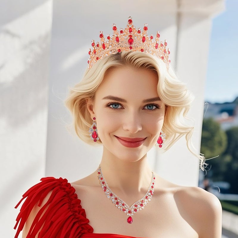 Kamirola Tiaras and Crowns for Women,Tiaras Earrings Necklace, Crystal Bridal Jewelry Set, Costume Party Halloween Prom Pageant Jewelry for Women (TR28) - Image 3
